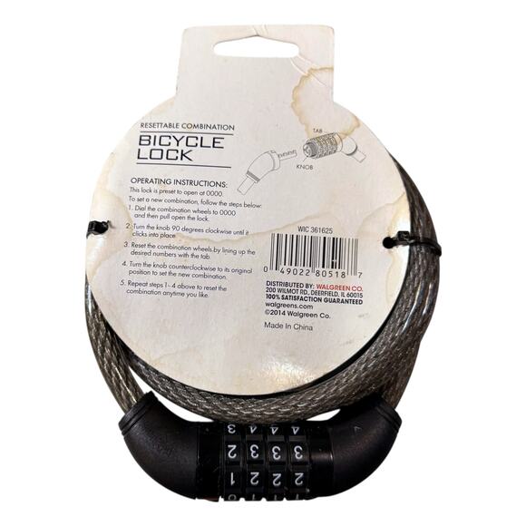 Living Solutions Resettable Combination Bicycle Lock 5ft Length - Picture 2 of 4